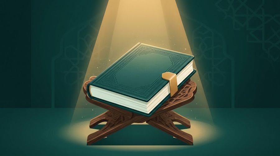 Kitab tertutup disinari seberkas cahaya