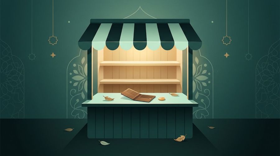 Warung kecil sepi dengan dompet kosong